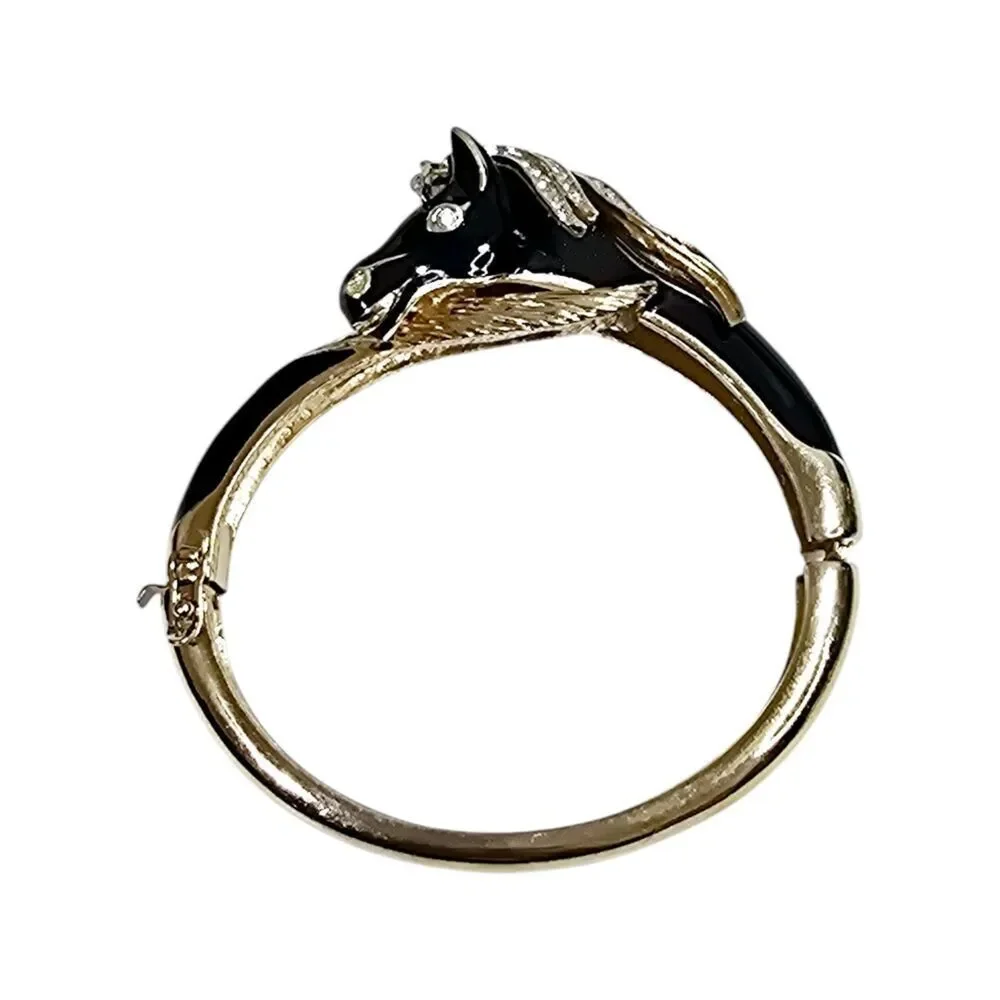 Panetta Rare Swarovski Rhinestone Horse head and Enamel Vintage Costume Bracelet - Picture 10 of 16